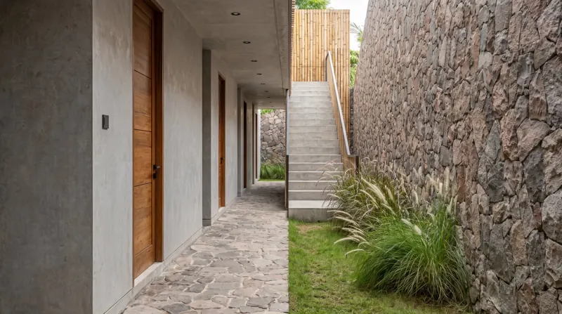 Pasillo de acceso a los estudios